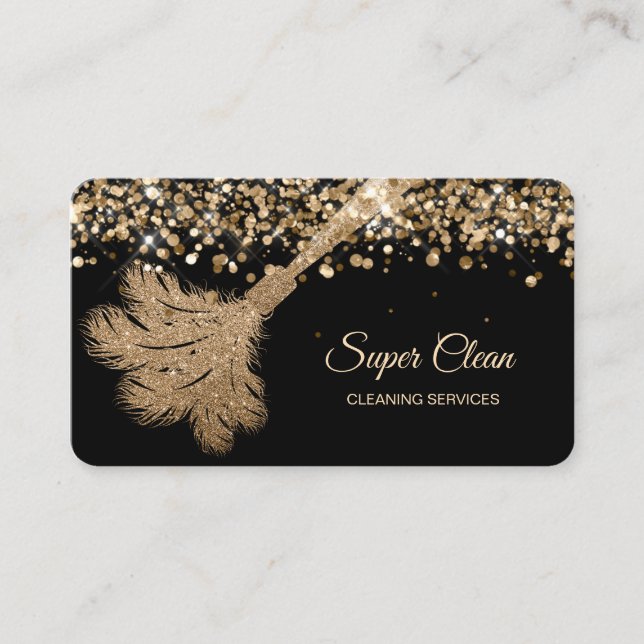 Maid Cleaning House Sparkling rose gold Business Card (Front)