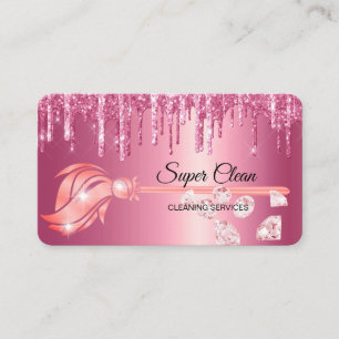 Maid Cleaning House Sparkling rose gold Business Card