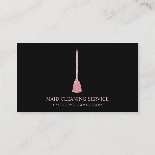 Maid Cleaning House Sparkling rose gold Business Card (Front)