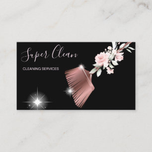 Maid Cleaning House Sparkling rose gold Business Card