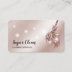 Maid Cleaning House Sparkling rose gold Business Card