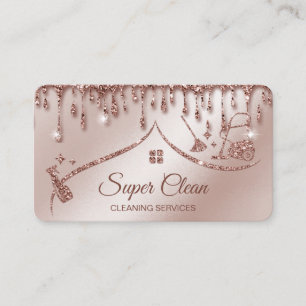 Maid Cleaning House Sparkling rose gold Business Card