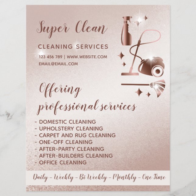 Maid Cleaning House Sparkling Rose Gold Flyer (Front)