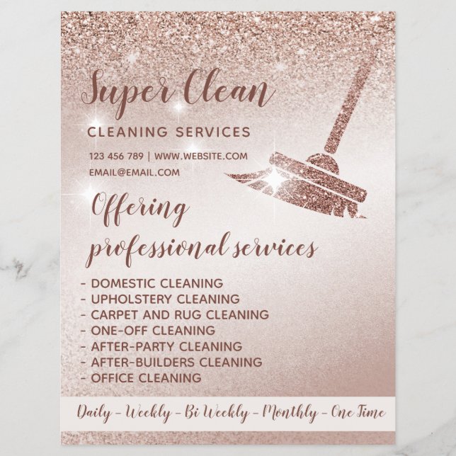 Maid Cleaning House Sparkling Rose Gold Flyer (Front)