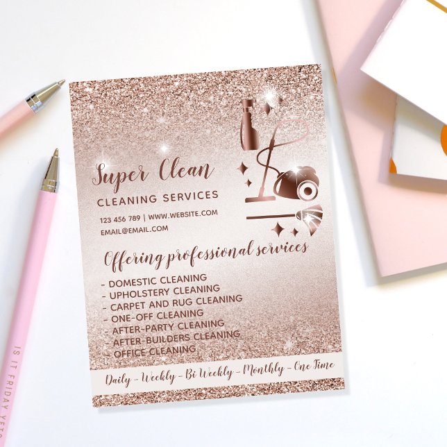 Maid Cleaning House Sparkling Rose Gold Flyer (Creator Uploaded)