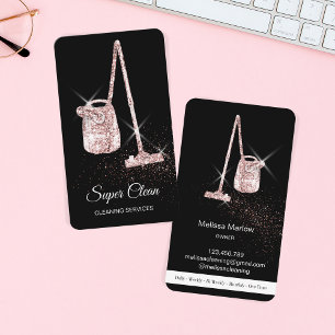 Maid Cleaning House Sparkling rose gold vacuum Bu Business Card
