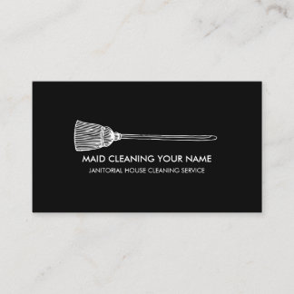 Maid Cleaning Housekeeper Simple modern black Business Card