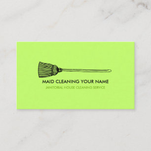 Maid Cleaning Housekeeper Simple neon green Business Card