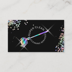 Maid Cleaning Housekeeping Sparkling Holograph Business Card