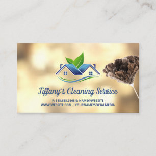 Maid Cleaning Logo Feather Duster Business Card