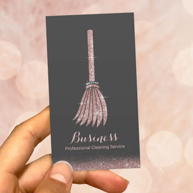 Maid Cleaning Rose Gold Glitter House Keeping Business Card (Creator Uploaded)