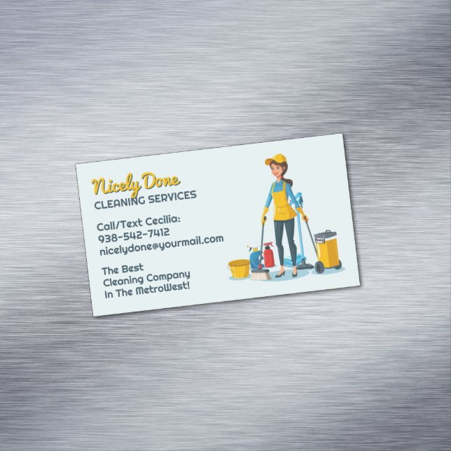 Maid Cleaning Service Magnetic Business Card (In Situ)