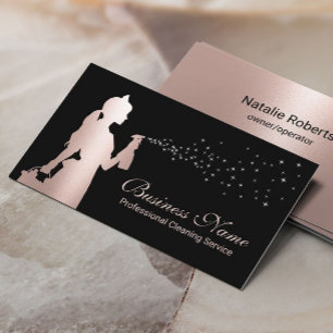 Maid Cleaning Service Rose Gold Housekeeping Business Card