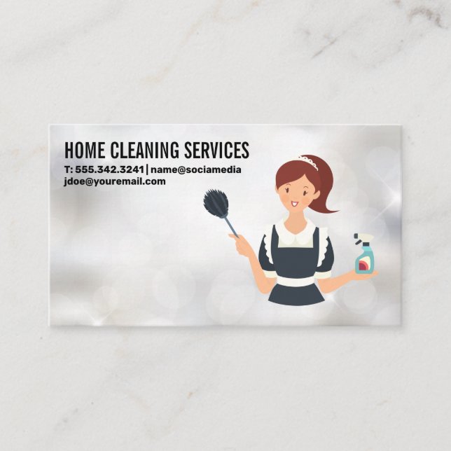 Maid Cleaning Service | Sparkles Business Card (Front)