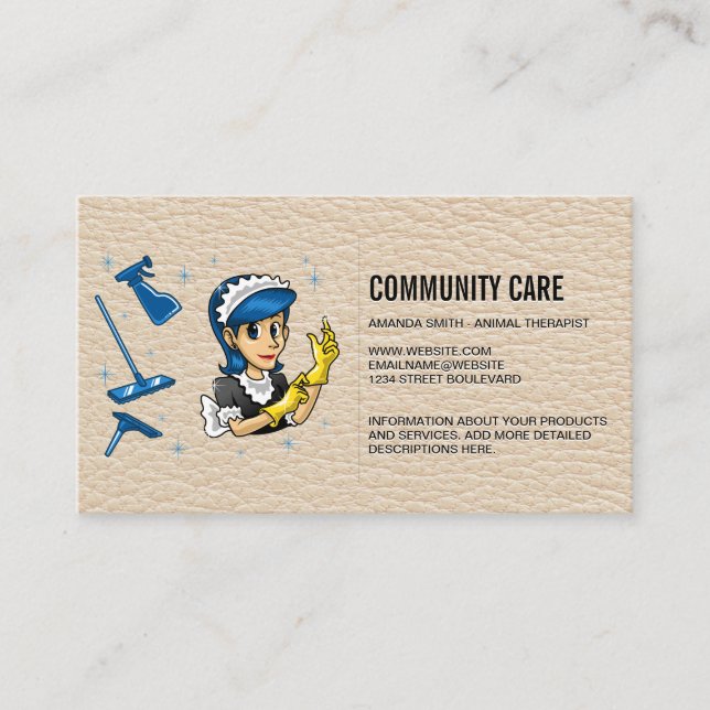 Maid | Cleaning Services Business Card (Front)