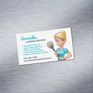 Maid Cleaning Services Magnetic Business Card