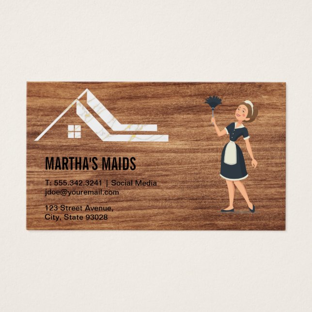 Maid Cleaning Services | Wood Background (Front)