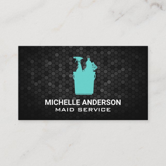 Maid Cleaning Supplies in Bucket Business Card (Front)