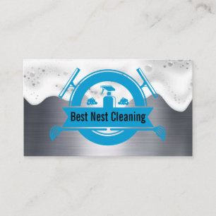 Maid Cleaning Tools Soap Suds Metal Business Card