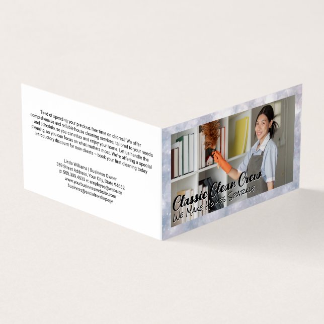 Maid Dusting Books Business Card (Outside)