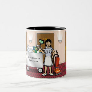 Maid - Female Cartoon by PrintedPerfection.com Two-Tone Coffee Mug