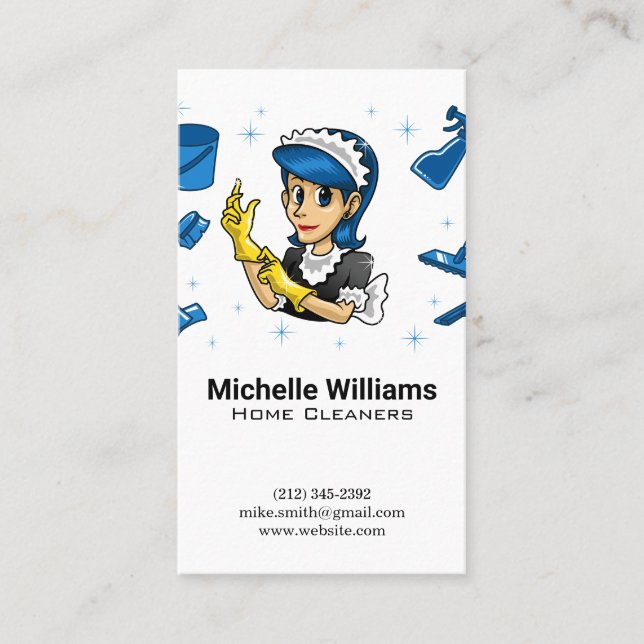 Maid Getting Ready to Work | Hotel Services Business Card (Front)