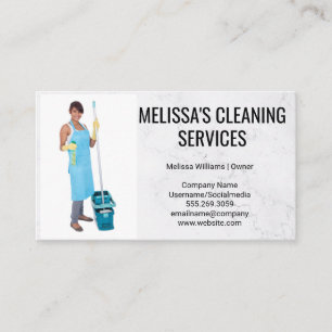 Maid Holding Mop Business Card