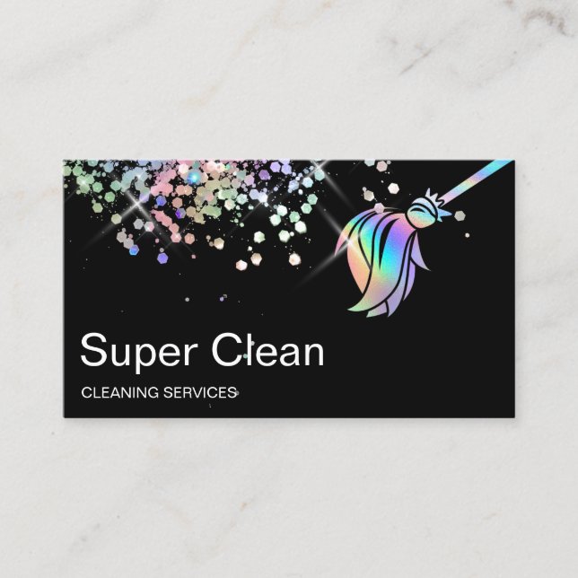 Maid House Cleaning Housekeeping Holograph Business Card (Front)