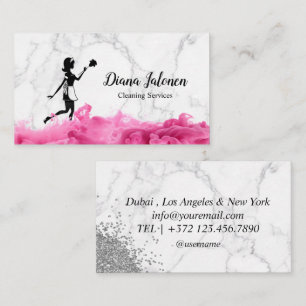 Maid House Cleaning Services Rose Gold Glitter Mop Business Card