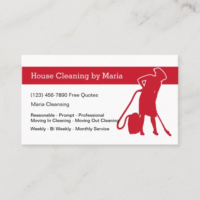 Maid Housekeeper Modern Business Cards (Front)