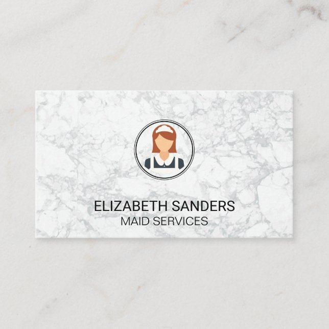 Maid Icon | Marble Business Card (Front)