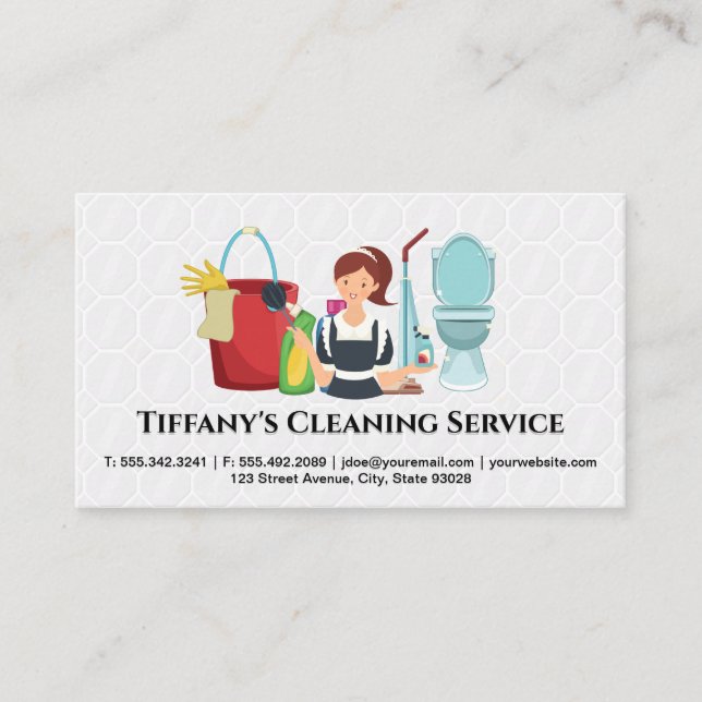 Maid in Attire | Cleaning Supplies and Equipment Business Card (Front)
