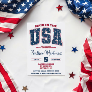 Maid in the USA, Stars, Stripes Bridal Shower Invitation