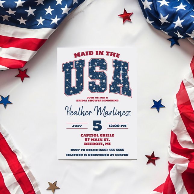 Maid in the USA, Stars, Stripes Bridal Shower Invitation (Creator Uploaded)