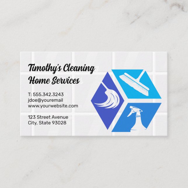 Maid Janitor Cleaning Icons Business Card (Front)