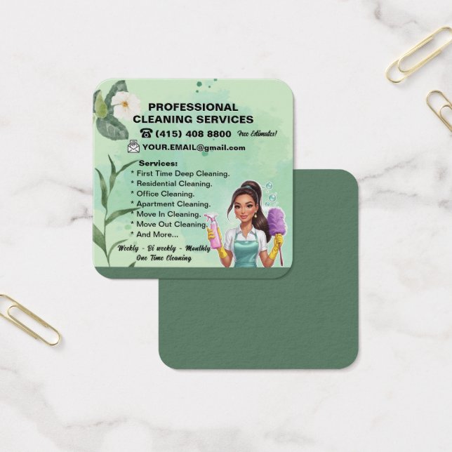 Maid Janitorial Lady Business Card House Cleaning  (Office)
