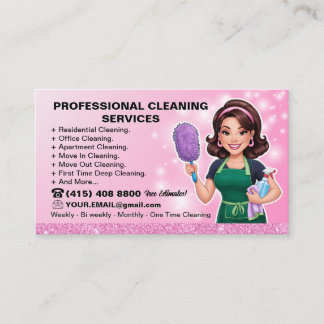 Maid Janitorial Lady Business Card House Cleaning 