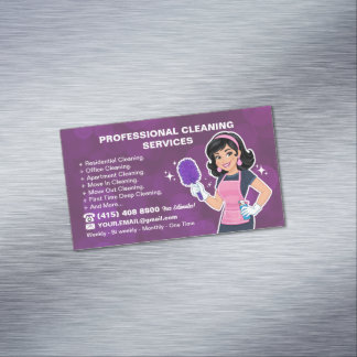 Maid Janitorial Lady House Cleaning Service Magnetic Business Card