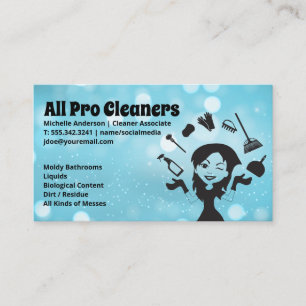 Maid Juggling Cleaning Supplies Business Card