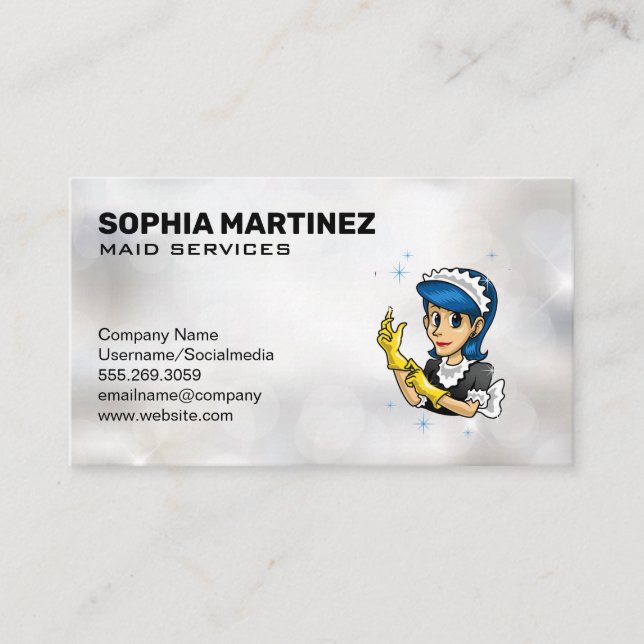 Maid Logo | Sparkly Background Business Card (Front)