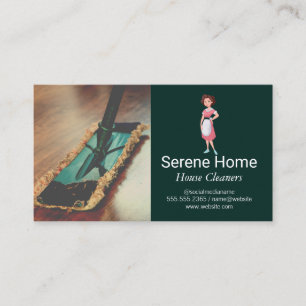 Maid Mopping Hardwood Floors Business Card