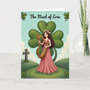Maid Of Erin Irish Harp Card