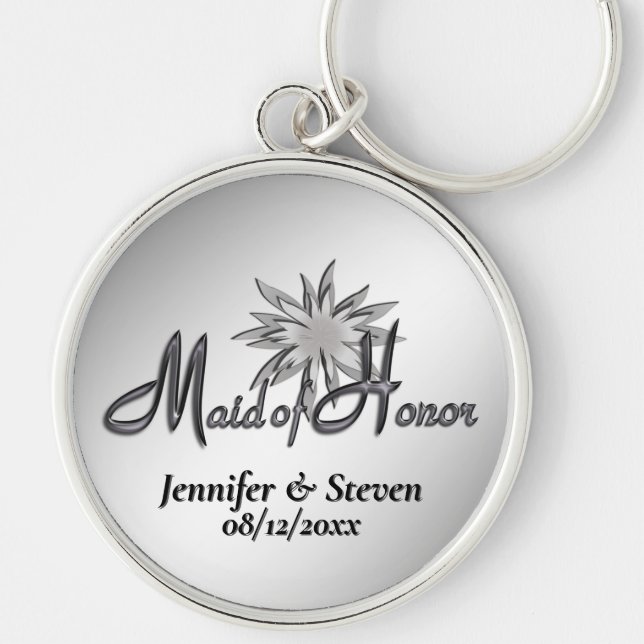 Maid of Honor Black and White Custom Keychains (Front)