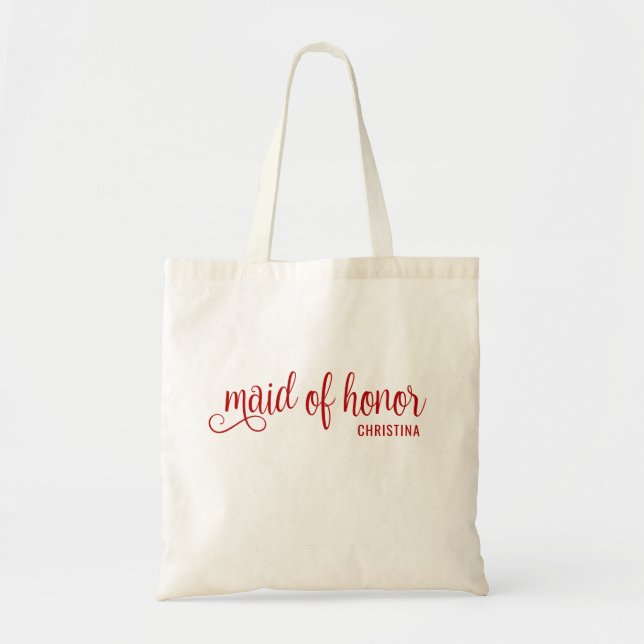 Maid of Honor Calligraphy Red Bach  Tote Bag (Front)