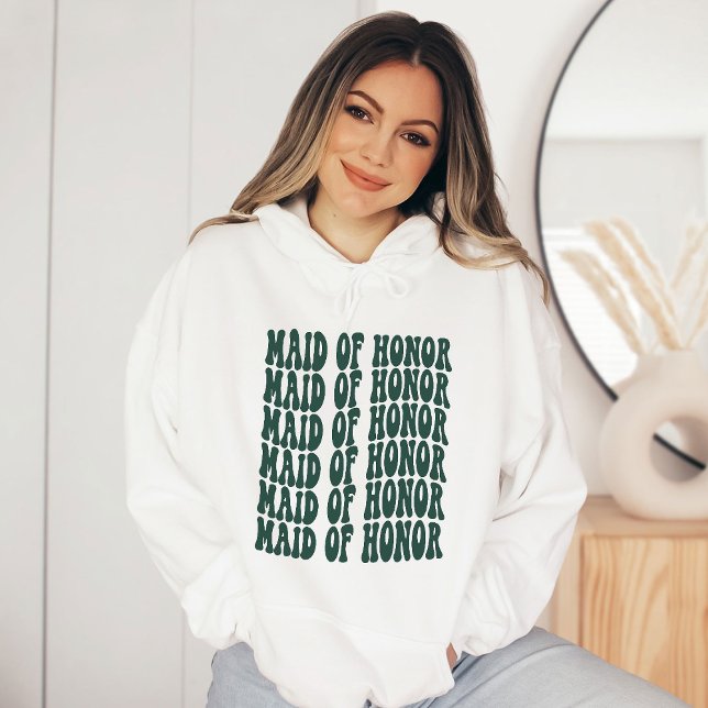 Maid of Honor Emerald Green Matching Bridal Party Hoodie (Creator Uploaded)