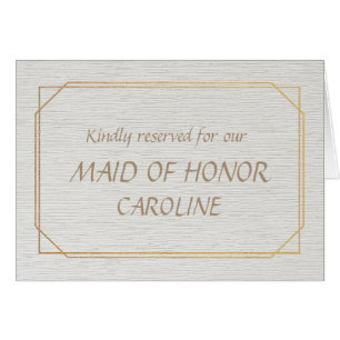 MAID OF HONOR Gold and White Place Name Card