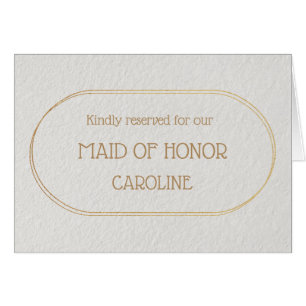 MAID OF HONOR Gold and White Place Name Card