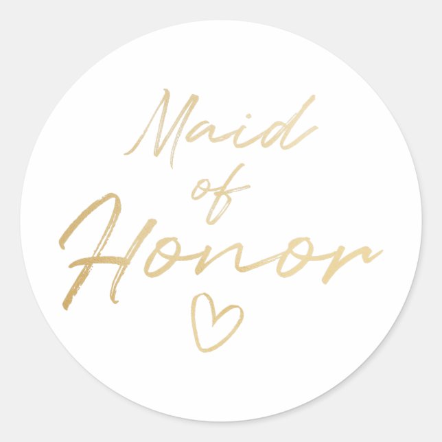 Maid of Honor - Gold faux foil sticker (Front)