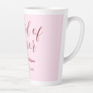 Maid of honor mauve name date pink pastel brides latte mug