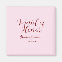Maid of honor mauve name date pink pastel brides